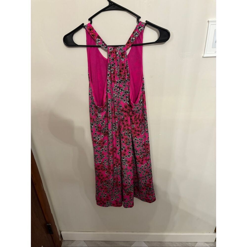CeCe Twist-Back Halter Dress Size Large Pink Floral Above-the-Knee Stretchy Soft - Picture 5 of 8